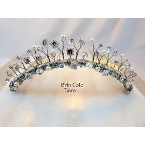 ERIN COLE  SWAROVSKI CRYSTAL-PEARL TIARA  WEDDING-BIRTHDAY GIRL CROWN